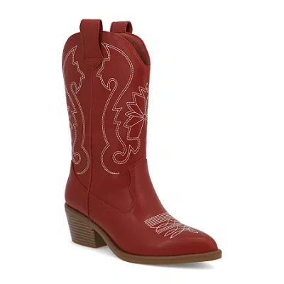 Mia Girl Unisex Faylinn Stacked Heel Cowboy Boots In Red