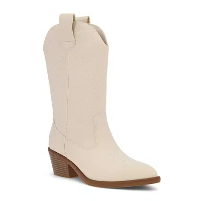 Mia Girl Unisex Faylinn Stacked Heel Cowboy Boots In Neutral
