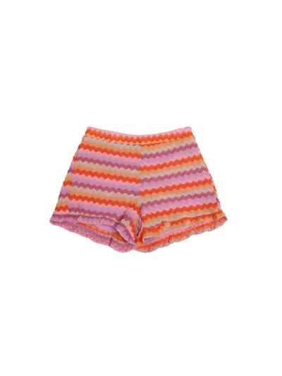 Mia Kids' Girl's Zig Zag Crochet Shorts In Purple Multi