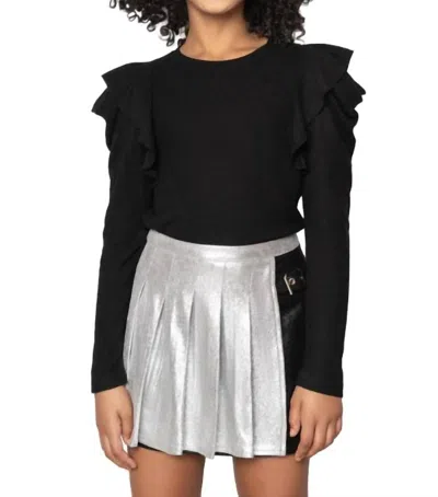 Mia Kids' Girls' Fleece Ruffled Top In Black