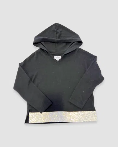 Mia Kids' Girls' Hoodie With Rhinestone Trim Top In Black In Gray