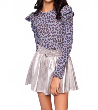 Mia Kids' Girls' Leopard Puff Sleeve Top In Baby Blue In Purple