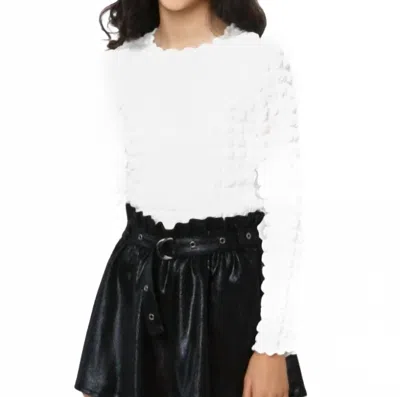Mia Kids' Girls' Long Sleeve Popcorn Top In White