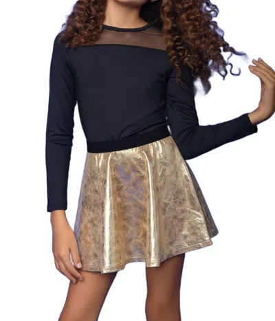 Mia Kids' Girls' Long Sleeve Stretch Mesh Top In Black