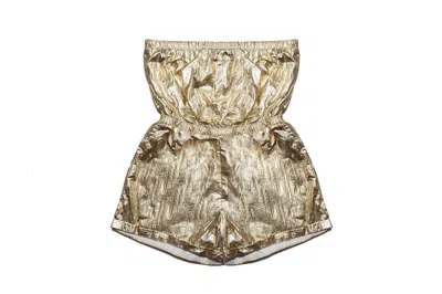Mia Kids' Girls Metallic Tube Romper In Gold In Neutral