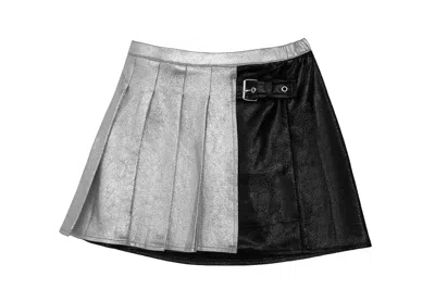 Mia Kids' Girls' Pleated Pull On Mini Skirt In Metallic/ Black In Multi