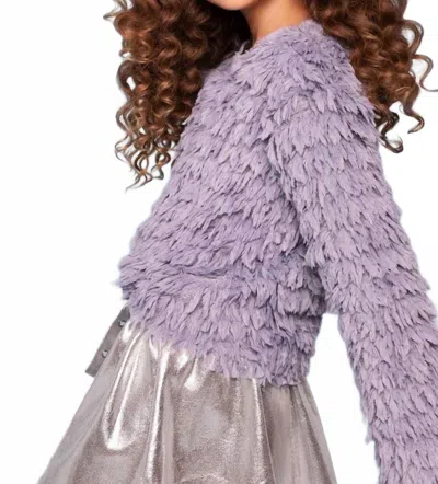 Mia Kids' Girls' Soft Fringe Long Sleeve Top In Purple