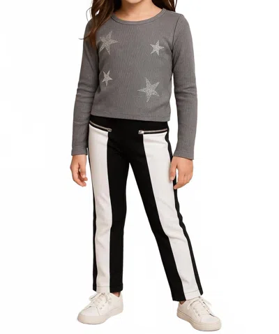 Mia Kids' Girls' Straight Leg Pants In Black/ White In Gray