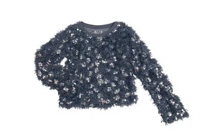 Mia Kids' Girls Texture Sequin Sweater In Denim Blue