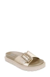 Mia Gya Waterproof Platform Slide Sandal In Gold