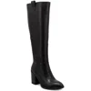 Mia Hadley Womens Block Heel Faux Leather Knee-high Boots In Black