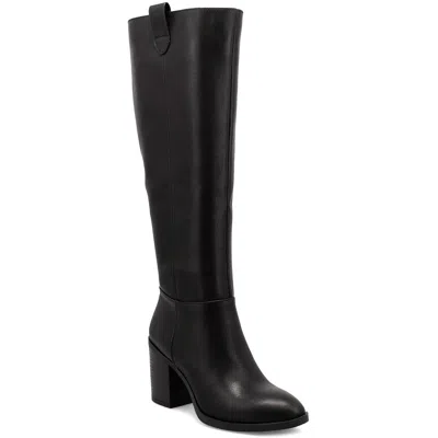 Mia Hadley Womens Block Heel Faux Leather Knee-high Boots In Black