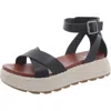 Mia Hana Womens Faux Leather Ankle Strap Flatform Sandals