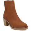 Mia Harlow Womens Faux Suede Stretch Booties In Cognac