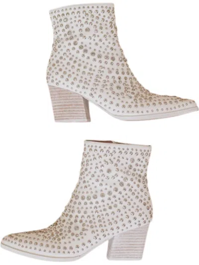 Mia Hazel Studded Bootie In White In Silver
