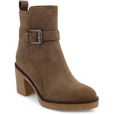 Mia Holt Womens Faux Leather Zipper Ankle Boots In Khaki