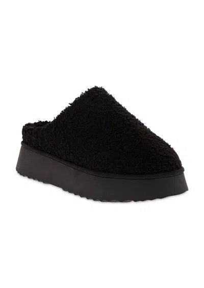 Mia Icee Mule Womens Black Fur Shearling Cozy Slip On Platform Slippers Htat1070