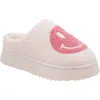 Mia Icicle Faux Shearling Slipper In Blush Smiley