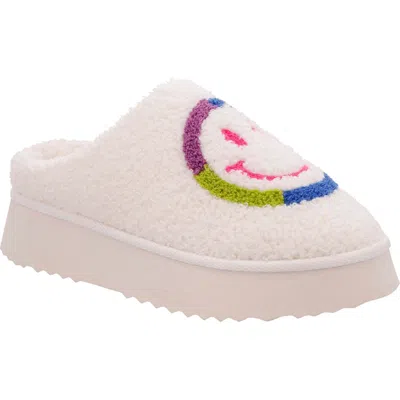 Mia Icicle Faux Shearling Slipper In Colourful Smiley