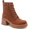 Mia Idalia Lace-up Platform Bootie In Cognac