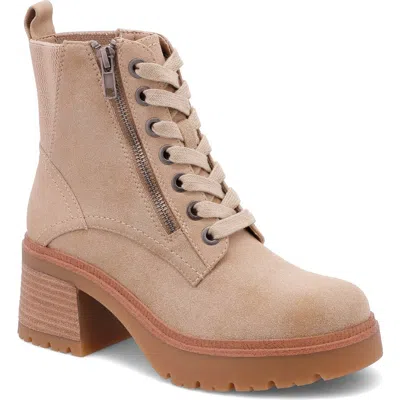 Mia Idalia Lace-up Platform Bootie In Sand