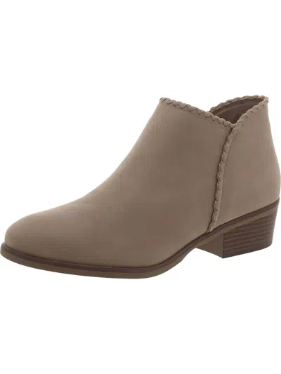 Mia Inez Womens Faux Suede Round Toe Ankle Boots In White