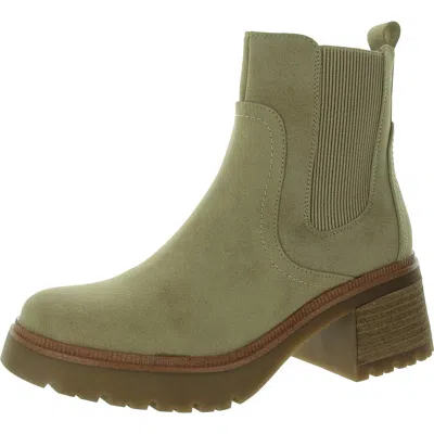 Mia Irie Womens Faux Leather Ankle Chelsea Boots In Beige