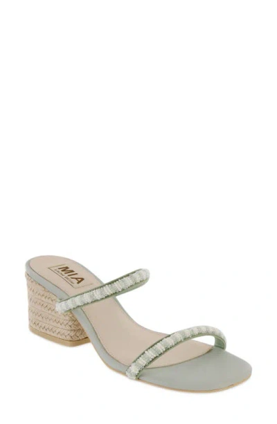 Mia Isabeli Espadrille Slide Sandal In Sage/ Off White