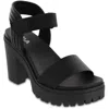 Mia Ivelisse Womens Faux Leather Ankle Strap Block Heels In Black