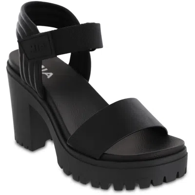 Mia Ivelisse Womens Faux Leather Ankle Strap Block Heels In Black