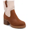 Mia Jakob Womens Zipper Faux Fur Booties In Cognac/natural