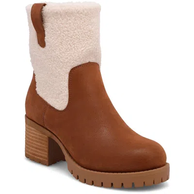 Mia Jakob Womens Zipper Faux Fur Booties In Cognac,natural