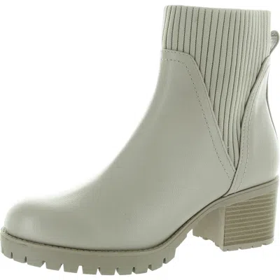 Mia Jasper Womens Faux Leather Round Toe Ankle Boots In Beige