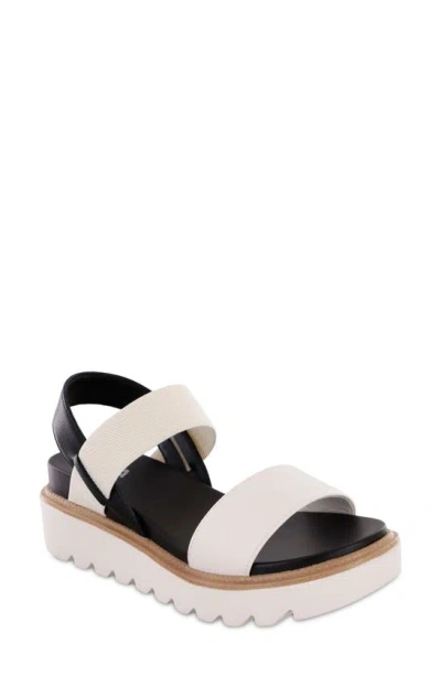 Mia Jene Platform Wedge Sandal In White/ Black