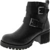 Mia Jessi Womens Faux Leather Block Heel Ankle Boots In Black