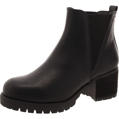 Mia Womens Stretch Manmade Chelsea Boots In Black