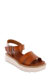 Mia Jovie Ankle Strap Platform Wedge Sandal In Cognac