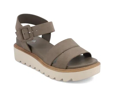 Mia Jovie Ankle Strap Platform Wedge Sandal In Taupe