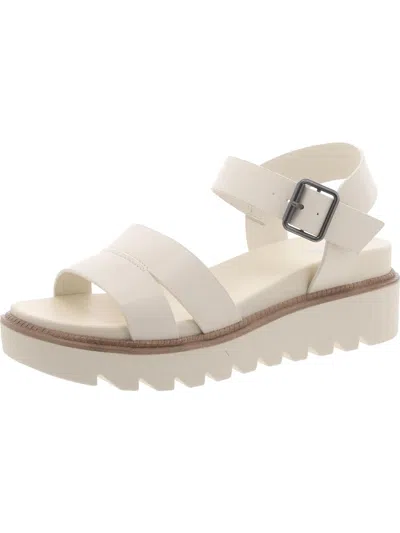 Mia Jovie Womens Faux Eather Platform Ankle Strap In Bone