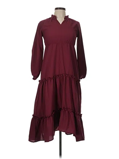 Pre-owned Mia Joy Casual Dress In Burgundy