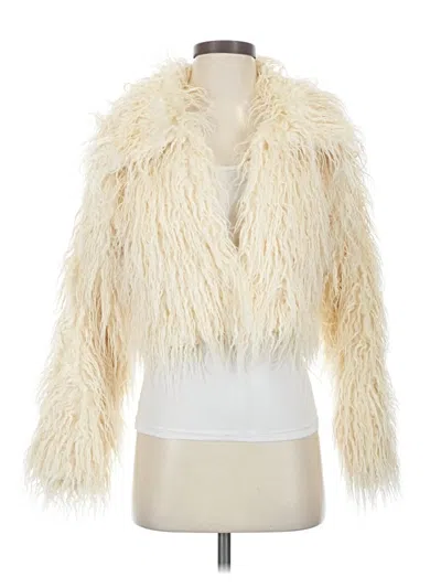 Pre-owned Mia Joy Faux Fur Jacket In White