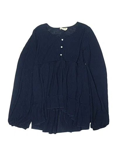 Pre-owned Mia Joy Kids' Long Sleeve Henley Shirt In Blue