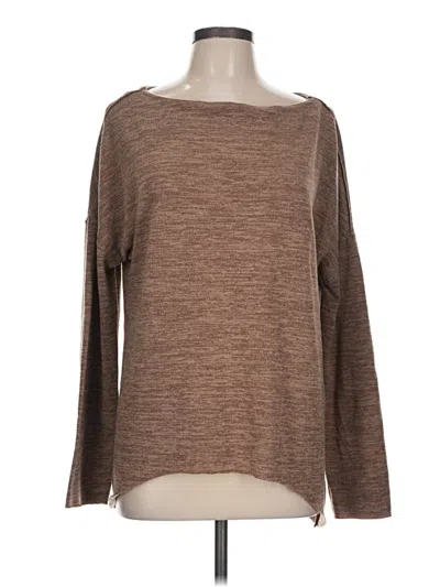 Pre-owned Mia Joy Long Sleeve Top Brown Boatneck Tops