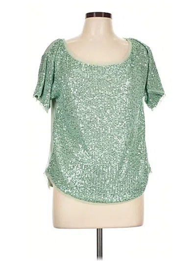 Pre-owned Mia Joy Short Sleeve Top Green Scoop Neck Tops
