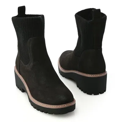 Mia "kara" Sweater Knit Detailed Ankle Boots In Black