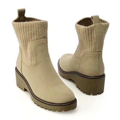 Mia "kara" Sweater Knit Detailed Ankle Boots In Neutral