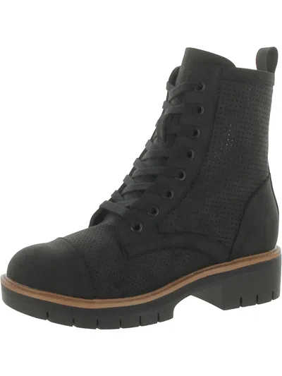 Mia Kashton Womens Lace-up Faux Leather Combat & Lace-up Boots In Black