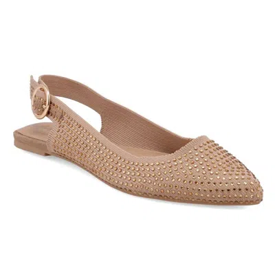 Mia "kathrina" Rhinestone Knit Slingback Flats In Animal Print