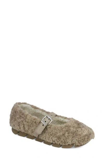 Mia Kayti Faux Shearling Mary Jane Flat In Brown