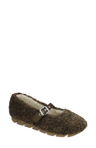 Mia Kayti Faux Shearling Mary Jane Flat In Brown